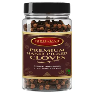 Bibhakar Whole Cloves (laung) from Nagercoil, Tamil Nadu in a clear jar