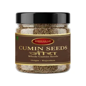 Bibhakar Cumin Seeds (jeera) from Rajasthan in a clear jar