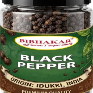 Bibhakar Black Pepper (kali mirch) from Idukki, Kerala in a clear jar