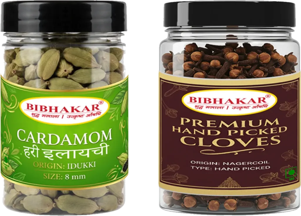 Kitchen Essentials Box: Bibhakar green cardamom and cloves jars in a gift box