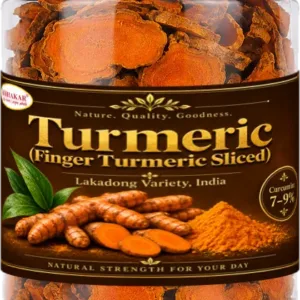 Bibhakar Lakadong Turmeric (haldi) from Lakadong, Meghalaya in a clear jar